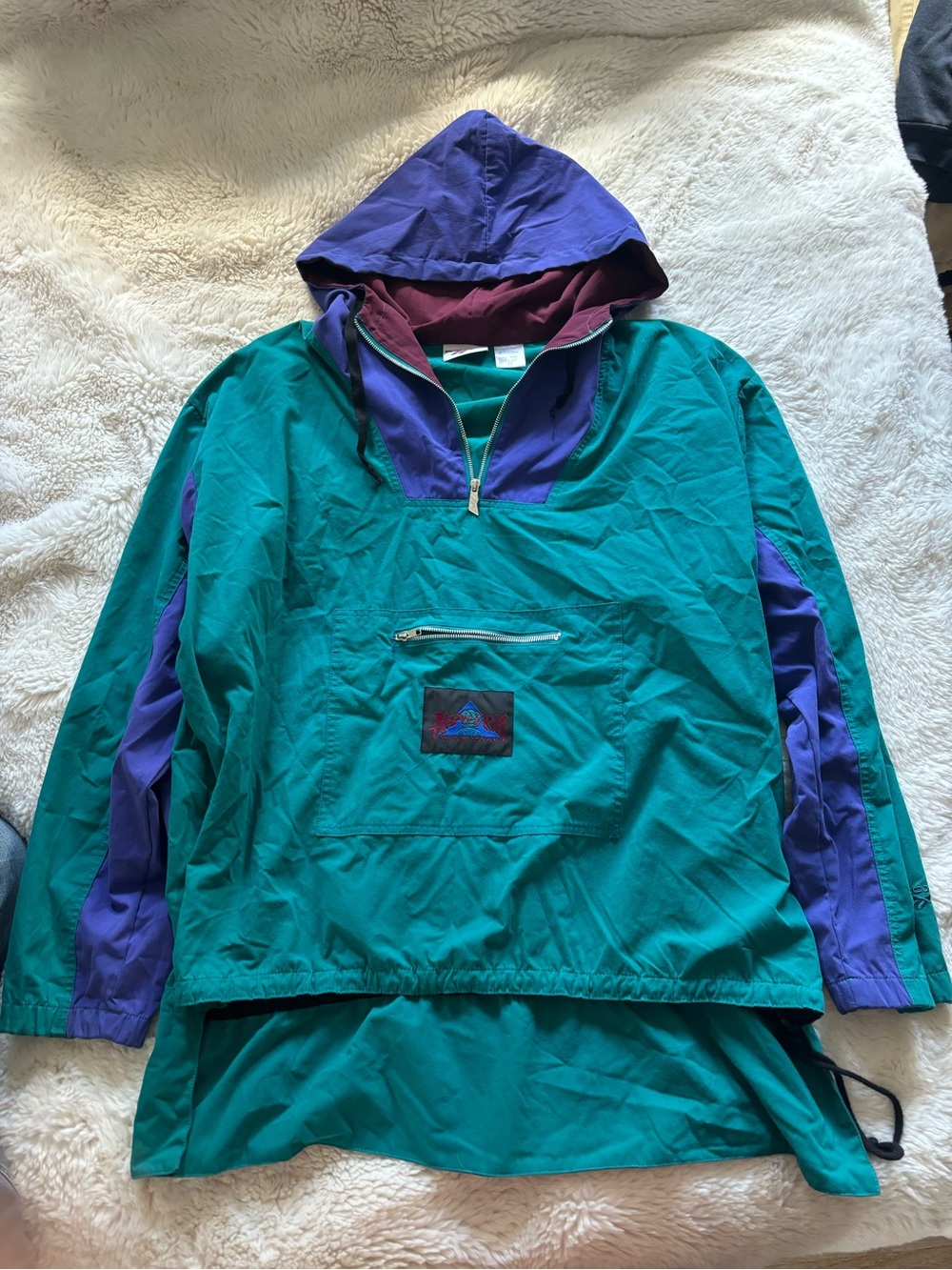 VTG Reebok Above The Rim Hooded Windbreaker Jacket Blue and Purple